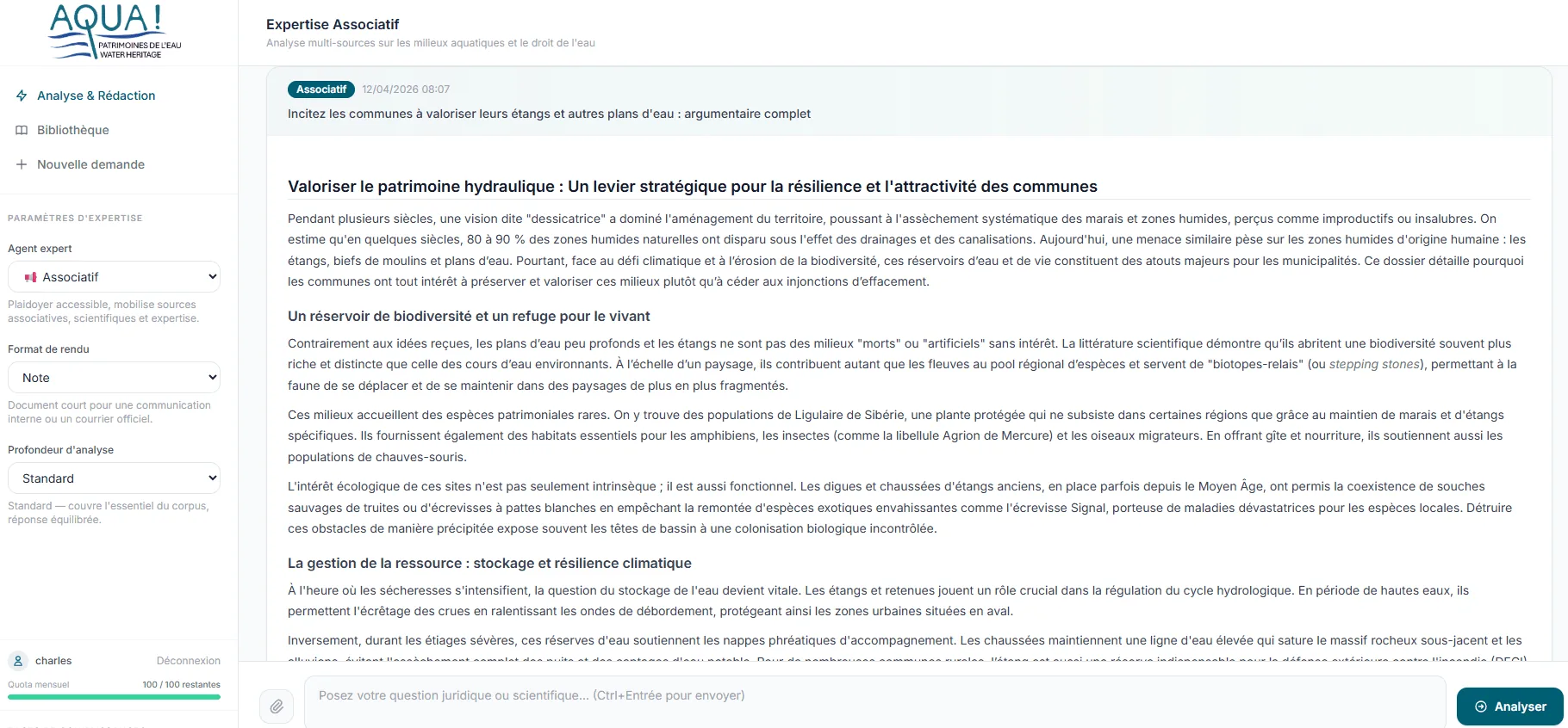 Vue de l'agent rédactionnel